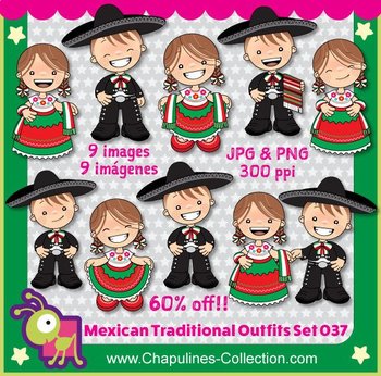 Preview of Mexico - Outfits Clipart China Poblana and Charro Kids 037