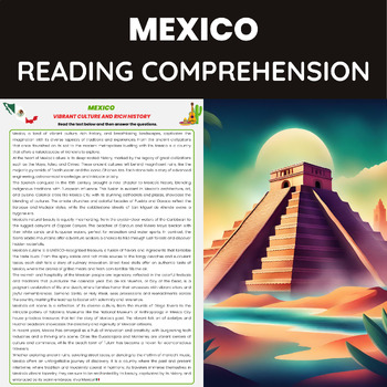 Preview of Mexico Reading Comprehension | Mexican History Geography and Culture
