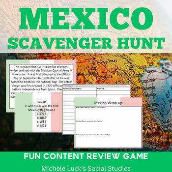 Preview of Mexico Scavenger Hunt Task Cards Game! Review, Cinco de Mayo or End-of-Year!