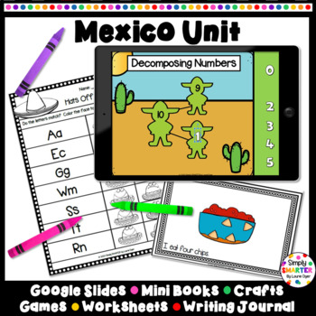 Preview of Mexico Print And Digital Kindergarten Math, Literacy, and Social Studies Unit