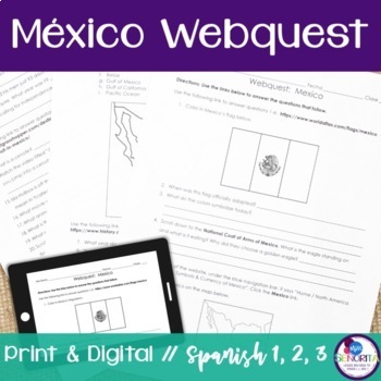Preview of Country and Culture Webquest internet activity - Mexico print and digital