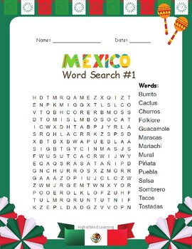 Preview of Mexico Word Searches and Scrambles