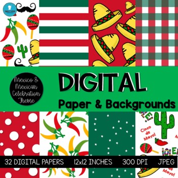 8.5x11 Mexican Fiesta Digital Scrapbook Papers for Cinco de Mayo & Pa –  Your Paper Stash