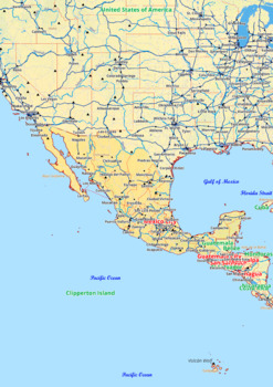 Preview of Mexico map with cities township counties rivers roads labeled