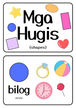 Preview of Mga Hugis at Kulay (Shapes and Colors in Filipino) / Flashcards/ Posters