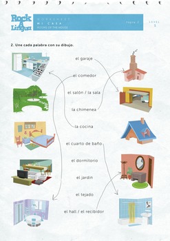 Mi Casa, Rooms of the house in Spanish (songs + worksheet + picture