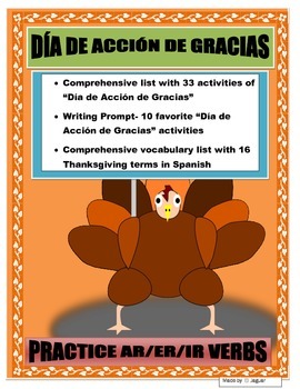 Preview of Mi Día de Acción de Gracias- AR/ER/IR Spanish -Thanksgiving Activities 