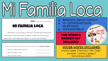 Preview of Mi Familia Loca Reading
