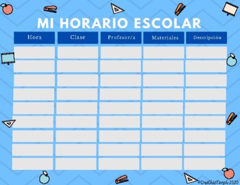 Preview of Mi Horario Escolar en Detalle