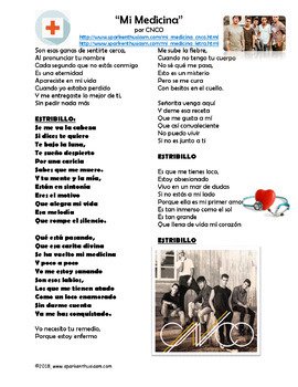Mi Medicina Spanish Song Lyrics And Activities Cnco Tpt