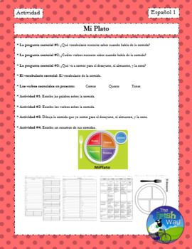 Preview of La Comida - Mi Plato - Food - My Plate - Creating 3 meals Practice Activity