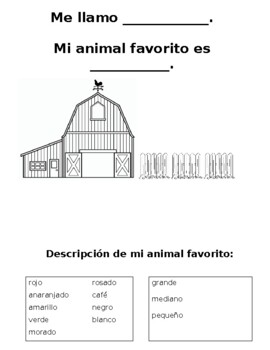 Spanish Favorite Animal Worksheet Mi Animal Favorito By La Proferia