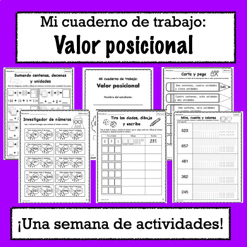 Preview of Mi cuaderno de actividades sobre valor posicional Place Value Worksheets Spanish
