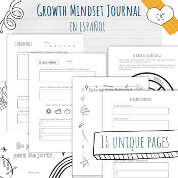 Preview of Mi diario - Spanish Journal - Growth Mindset - Positivity - Daily Weekly Monthly