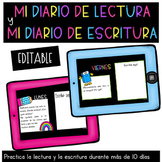 Mi diario de lectura y escritura -EDITABLE - Spanish Dista