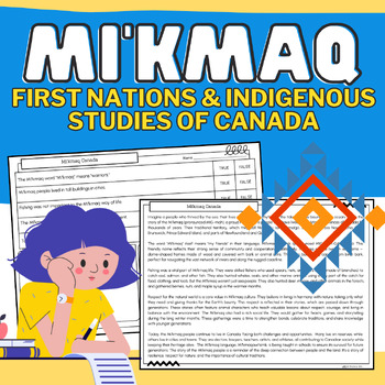 Preview of Mi'kmaq: First Nations in Canada Informational Passage, Worksheets, & Research