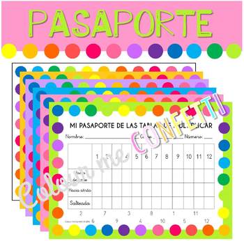 Preview of Mi pasaporte de las tablas de multiplicar - Colour me Confetti