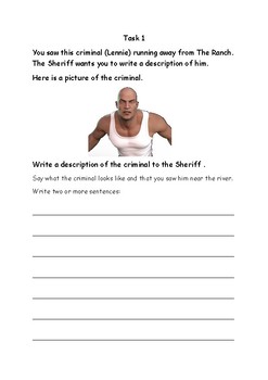 Preview of Mice + Men 10: Functional Skills Writing -Wanted Lennie-Special Needs/Low Attain