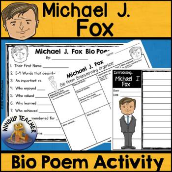 Preview of Michael J. Fox Biography Poem Activity and Writing Paper