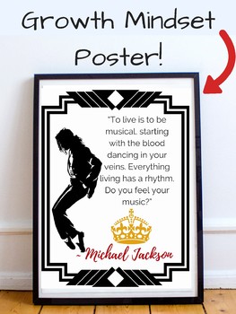 Preview of Michael Jackson King of Pop Music Growth Mindset Poster for Classroom Teachers