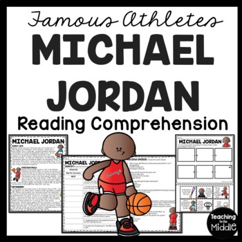 Preview of Michael Jordan Biography Reading Comprehension & Sequencing Worksheet Basketball