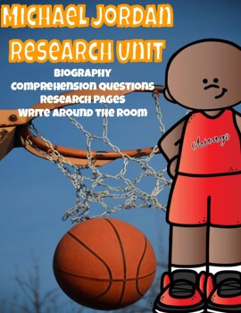 Preview of Michael Jordan Research Unit: Biography, Questions, Writing pages, Quotes