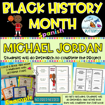 Preview of Michael Jordan Writing Flap Book Spanish Biography Report Bulletin Board