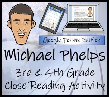 Preview of Michael Phelps Close Reading Activity Digital & Print | 3rd & 4th Grade