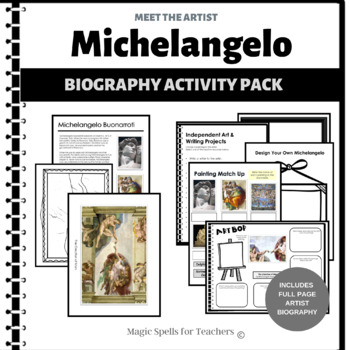 Preview of Michelangelo Activities - Michelangelo Biography Art Unit - Easy Art Sub Lesson
