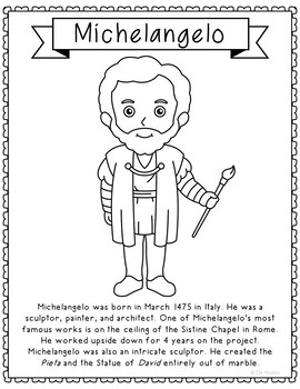 free michelangelo coloring pages
