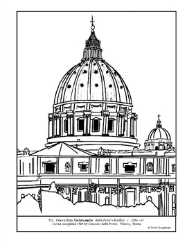 Preview of Michelangelo. Saint Peter's Basilica.  Coloring page & lesson ideas