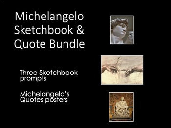 Preview of Michelangelo Sketchbook Prompts & Quote Posters Bundle