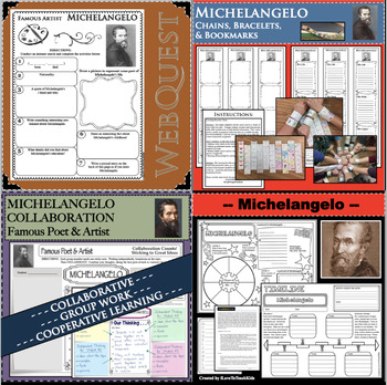 Preview of MICHELANGELO BUNDLE Research Project Biography Graphic Organizer