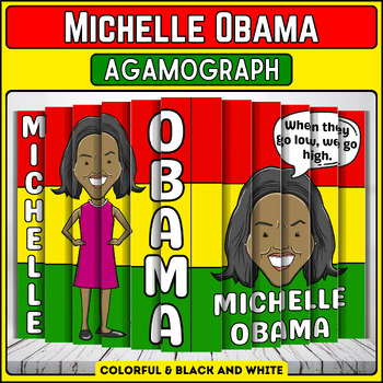 Preview of Michelle Obama Agamograph Craft | Black History Month Activities | 3D Coloring