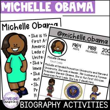 Preview of Michelle Obama Biography Activities for Kindergarten, 1st Grade, & 2nd Grade