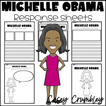 Preview of Michelle Obama Black History Response Writing Coloring Drawing Sheets