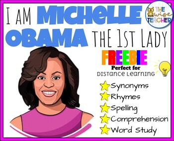 Preview of Michelle Obama | Teacher Pay Teacher | Reading Comprehension | Spring Task Cards
