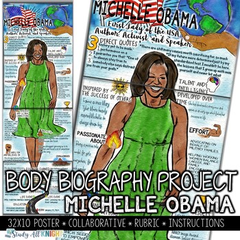 Preview of Michelle Obama, Women's History Month, First Lady, Body Biography Project