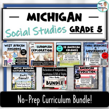 Preview of Michigan 5th Grade Social Studies: Curriculum Bundle! (No-Prep, State-Aligned)
