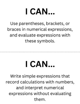 Preview of Michigan CCSS "I Can" Statements Math