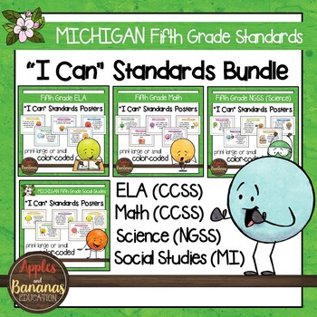 Preview of Michigan Fifth Grade Standards Bundle "I Can" Posters