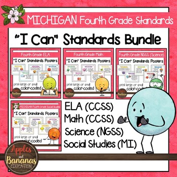 Preview of Michigan Fourth Grade Standards Bundle "I Can" Posters