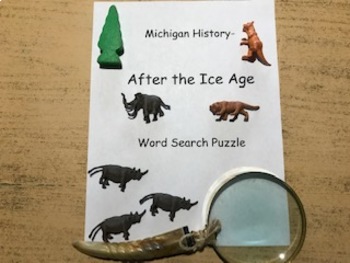 Preview of A. 7 Michigan History- After the Ice Age- Word Search Puzzle