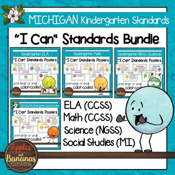 Preview of Michigan Kindergarten Standards Bundle "I Can" Posters