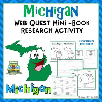 Preview of Michigan Webquest Mini-Book Research Worksheets Symbols Map Activity and More