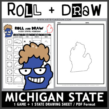 Preview of Michigan Roll and Draw Silly State Game NO PREP Drawing Activity
