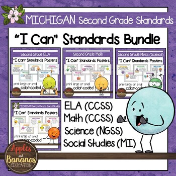 Preview of Michigan Second Grade Standards Bundle "I Can" Posters