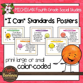 Preview of Michigan Social Studies Standards - Fourth Grade Posters