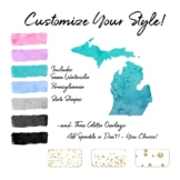 Michigan State Glitter and Watercolor Digital Clipart Pack
