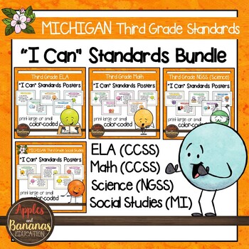 Preview of Michigan Third Grade Standards Bundle "I Can" Posters